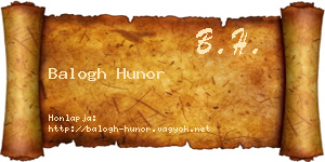 Balogh Hunor névjegykártya